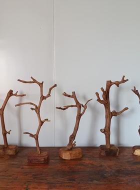 一物一拍孤品树枝摆件 小树杈带底座 干树枝毛笔架 摄影道具
