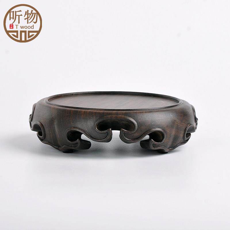 摆件底座实木托架茶壶花盆花瓶奇石头鱼缸香炉佛像红木质圆形底座,淘宝优惠券,粉丝福利购,淘宝优惠卷