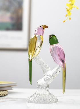 柏梵水晶喜鹊摆件轻奢客厅酒柜家居装饰品创意高档新婚乔迁礼品