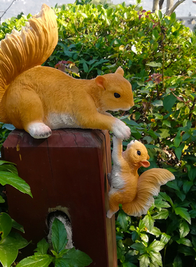 创意动物饰品可爱的松鼠妈妈和孩子花园庭院装饰窗台盆景幼儿园景