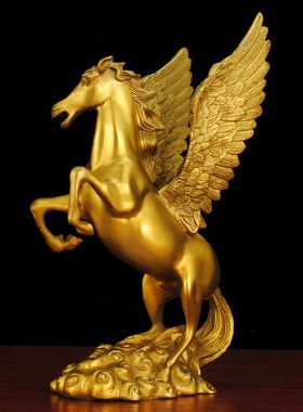 客厅马摆件双翼天马金属黄铜马形马到成功南方补角客厅玄关吉祥物