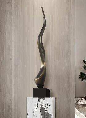 现代简约抽象雕塑客厅玄关落地瘦高款壁龛细长型艺术摆件工艺品