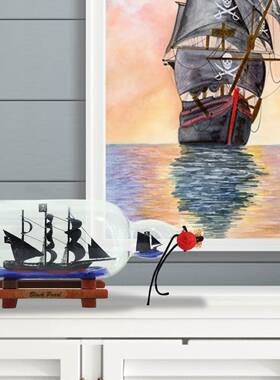 黑珍珠号加勒比海盗瓶中船玻璃漂流瓶许愿瓶创意工艺品礼物小摆件