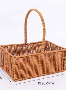 藤编花篮 手提竹编花艺装饰 田园风格花器 插花用藤编花框 伴手礼
