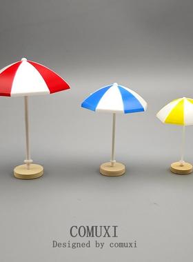 微景观海滩沙滩太阳伞迷你小号遮阳伞塑料模型桌面摆件工艺品礼物