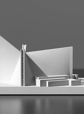 丹下健三圣玛丽大教堂|水泥建筑模型家居装饰办公桌面混凝土摆件