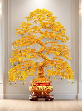 中式发财树招财树铜丝铝线 线编织纯手工婚庆新宅乔迁玄关摇钱树