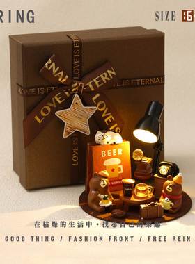 日咖夜酒覆古美拉德咖啡酒馆小夜灯装饰小摆件咖啡店礼盒送女朋友