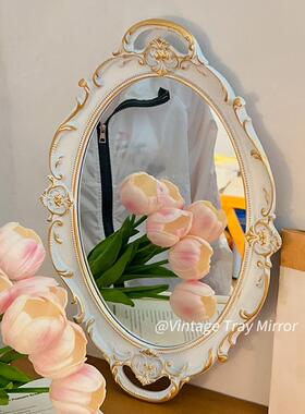 法式复古镜子托盘ins风客厅摆件首饰展示收纳盘网红装饰拍照道具