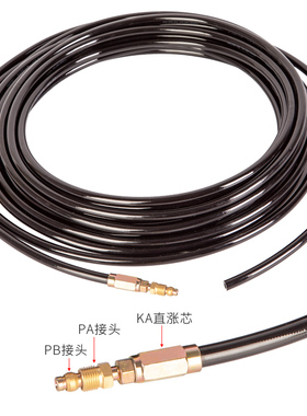 树脂管8.8mm配KAKB可拆接头直涨芯弯涨芯复合树脂管高压油管黑色