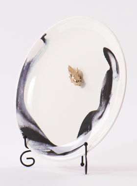 创意陶瓷盘玄关装饰品新客厅会所书房书柜办公室家居饰品