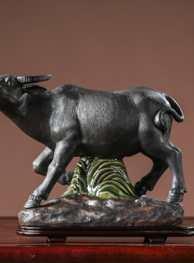 石湾牛招财牛生肖牛创意家居客厅办公室装饰乔迁业礼品