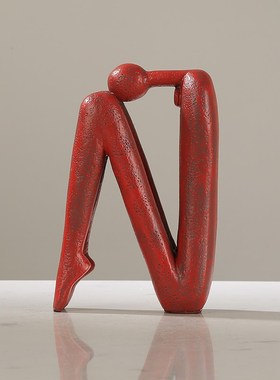 现代圆头火柴树脂抽象客厅玄关装饰品样板间博古架摆设