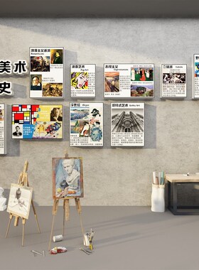 美术教室布置装饰培训班构墙面挂画室世界简史环创墙纸