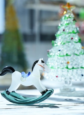 淄博琉璃非遗手工装饰品摇摇马桌面摆件马上O有钱家居摆放玄关礼