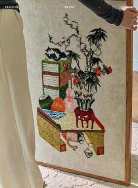 蜡笔派影斋记挂画东方美学挂毯画文新复古挂画入户壁画