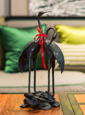 铜龟鹤仙鹤摆件仿古复古客厅家居大型落地大号送老人祝寿礼品礼物