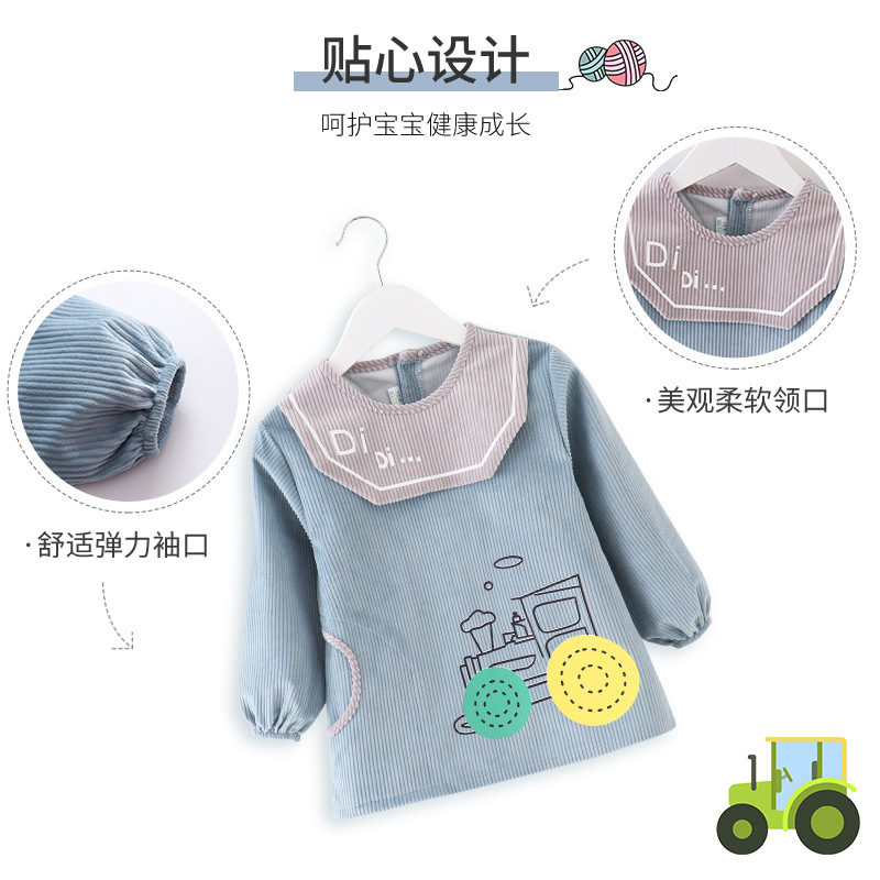 Coverall girls 2025 new winter waterproof and anti-dirty children's reverse wearing bib eating clothes crystal velvet baby apron