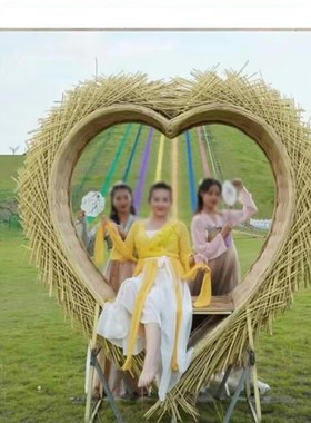 巴厘岛网红鸟巢户外拍照秋千创意藤编吊椅景区悬挂打卡拍摄道具