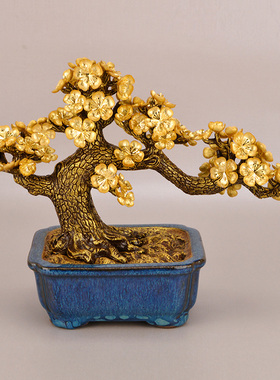 金箔梅花摆件家居酒柜装饰品客厅玄关新中式工艺品招财开业礼品