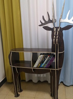 鹿书架网红家居摆件北欧麋鹿创意客厅落地置物架橱窗直播装饰书架