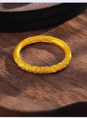 2025新款卷草纹金包银戒指