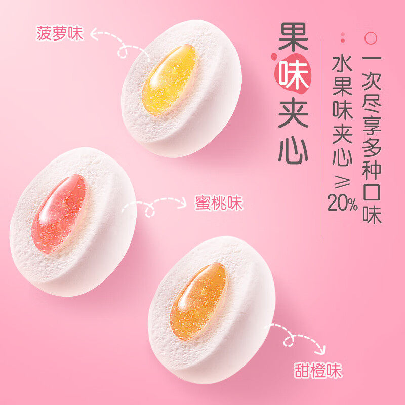 徐福记爆浆棉花糖桶装200g混合口味零食水果味夹心婚庆喜糖果年货,淘宝优惠券,粉丝福利购,淘宝优惠卷