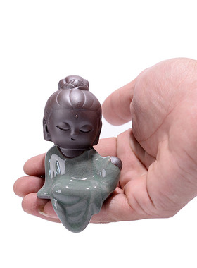 精品哥窑开片可养个性功夫茶宠摆件 小佛像如来观音多肉花盆装饰
