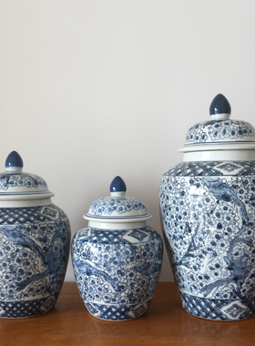 景德镇陶瓷青花瓷花瓶喜上眉梢中式储物罐客厅装饰插花瓶复古摆件