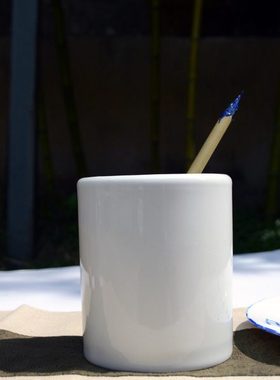 创意个性定制logo陶瓷器笔筒摆件办公用品 文房四宝书房装饰摆设