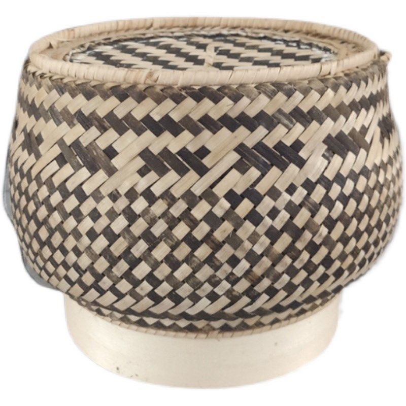 泰国装饭老挝装糯米饭泰式手工竹编米饭筐茶叶盒进口竹篓茶叶摆件,淘宝优惠券,粉丝福利购,淘宝优惠卷