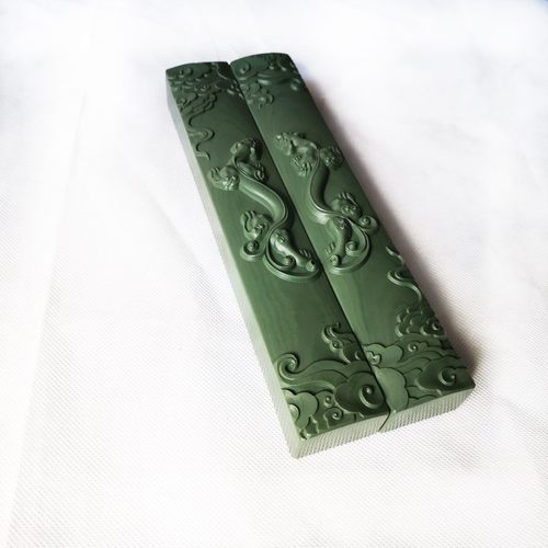 镇尺镇纸压纸石御砚堂松花石文房原石老坑貔貅古典雕刻文镇书法礼 - 图0