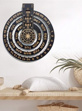 新款木质工艺品墙饰创意家居装饰木制激光雕刻万年历挂件壁饰装饰