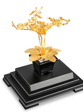 结婚礼物开业礼品摆件金箔蝴蝶兰招财乔迁之喜家居办公装饰工艺品