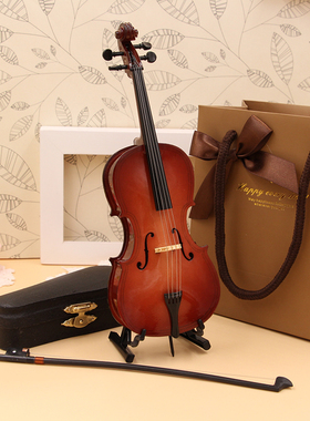 大提琴模型摆件提琴礼品模型迷你大提琴生日礼物娃娃乐器琴房摆件