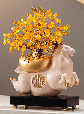 发财树摇钱树金元宝新中式摆件办公室前台酒柜装饰乔迁开业礼物品