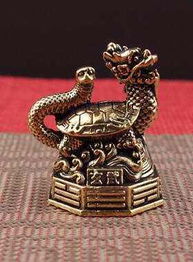黄铜青龙白虎朱雀玄武四大神兽家居摆件做旧铜古玩神兽铜创意摆件