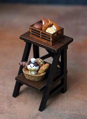 zakka日式法棍面包猫收纳咖啡店灯牌烘焙食玩娃屋可发光摆件夜灯