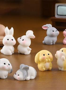 微缩微景观小白兔子公仔摆件蛋糕桌面可爱装饰礼物幼儿园儿童奖品