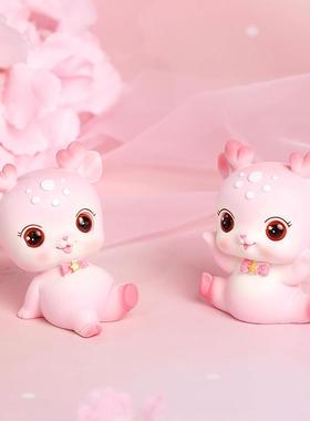 ins少女心可爱小鹿树脂汽车蛋糕装饰情侣礼物玩偶模型治愈小摆件