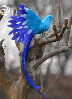 仿真鸟彩色羽毛长尾凤凰鸟家居好物装饰客厅摆件摄影道具园林庭院
