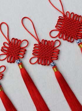 青花陶瓷珠中国结挂件金丝线穗子送友人中国风工艺礼品压襟灯笼穗