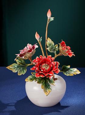 全铜兰花摆件高级感花艺工艺品新中式客厅玄关高档装饰品乔迁礼品