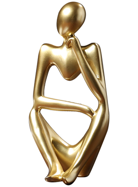 简约书柜金色思考者摆件现代家居客厅酒柜电视柜桌面人物装饰品