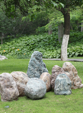 仿真石头园造景别墅庭院水池草坪园林景观装饰品钢道具
