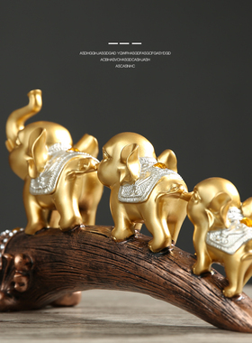 招财大象美式玄关摆件创意办公室桌书柜子装饰品酒柜客厅乔迁礼物