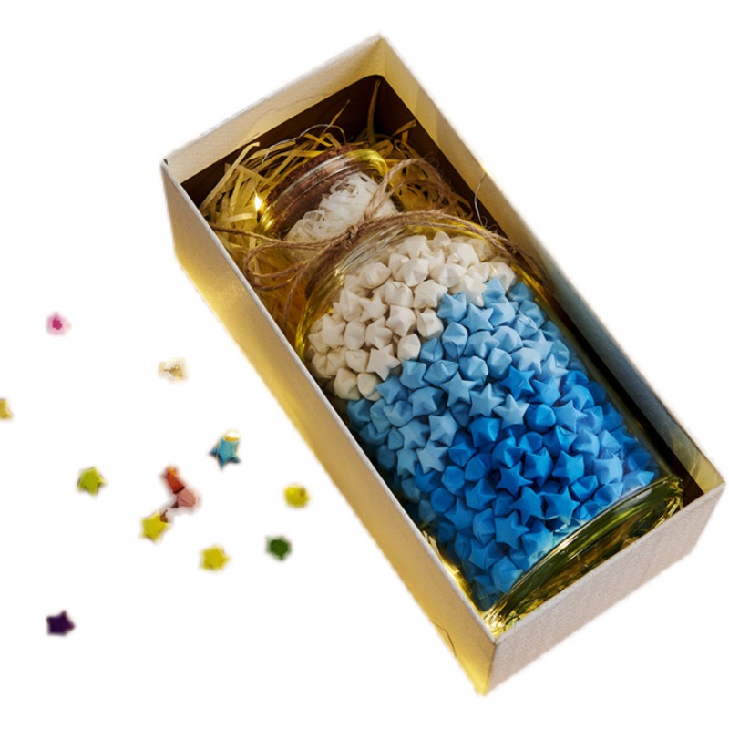 幸运星星许愿玻璃瓶发光空瓶大彩虹瓶漂流瓶折纸材料成品创意礼物 - 图3