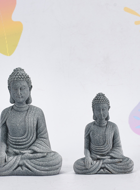 创意微景观造景佛像摆件花卉盆景假山流水佛陀装饰客厅禅意佛摆设