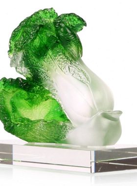 琉璃白菜百财摆件客厅酒柜工艺品摆设中式家居装饰品乔迁新居礼品