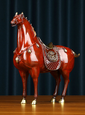纯铜马摆件唐马到成功中式客厅玄关办公室桌面摆放乔迁开业礼品
